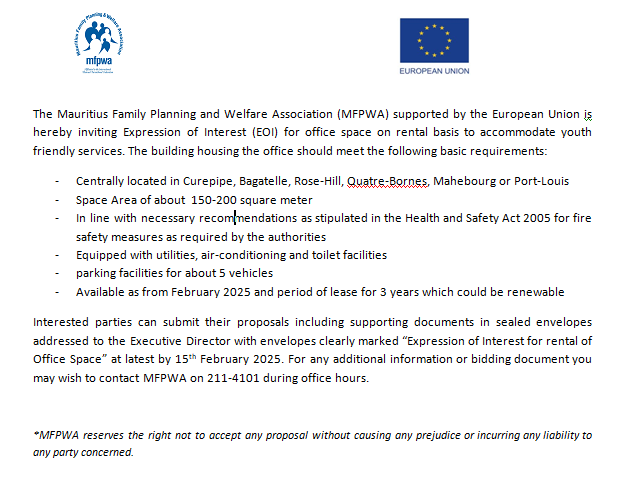 Expression of Interest- Rental of Office Space