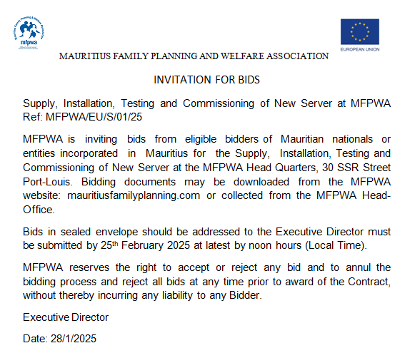 Supply, Installation, Testing and Commissioning of New Server at MFPWA